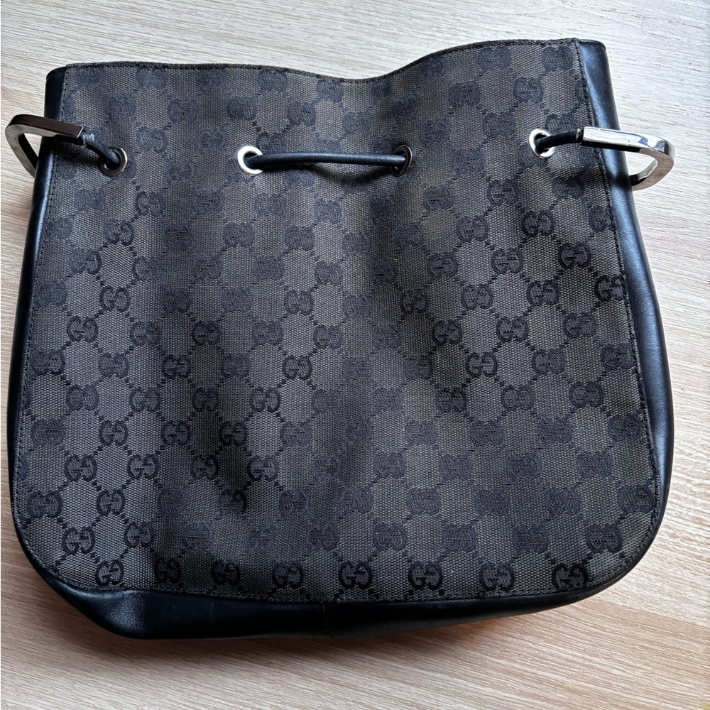 Gucci Brown and Black Canvas Shoulder Bag
